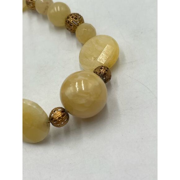 Kendra Scott Vintage Yellow Quartz Stone Graduated Beaded Necklace 925 clasp - Picture 10 of 12